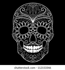 Day of The Dead black and white Skull