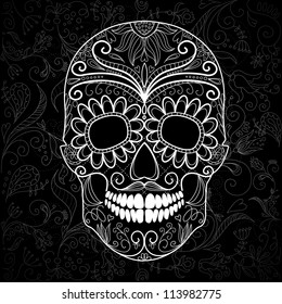 Day of The Dead black and white Skull