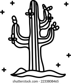 Day of the dead Cactus hand drawn icon vector design