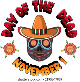 Day of the dead with calaca skull illustration