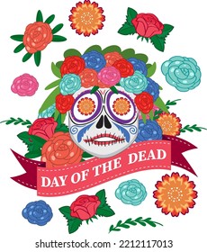 Day of the dead with calaca skull illustration