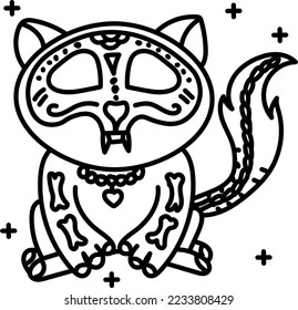Day the dead cat hand drawn icon vector