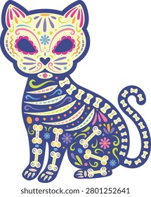 Day of the Dead cat skeleton for a Mexican altar