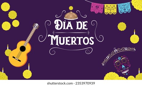 Day of the Dead Celebration Card: Traditional Mexican Ornaments for Dia de Muertos Invitation