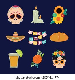 day of the dead celebration icons pack