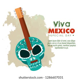 day of the dead celebration with skull guitar
