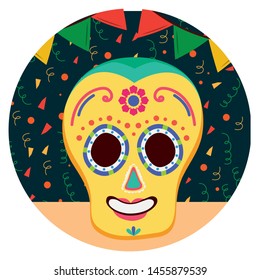 day of the dead celebration skull vector illustration design