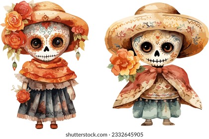 The day of the Dead clipart, isolated vector illustration.