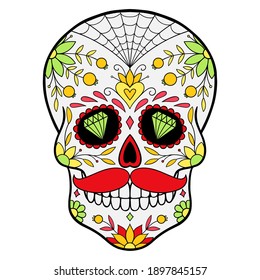 Day of The Dead colorful Skull