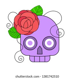 Day of The Dead colorful Skull with floral ornament