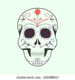 Day of The Dead colorful Skull with floral ornament