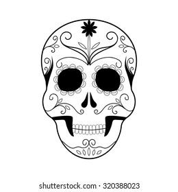 Day of The Dead colorful Skull with floral ornament