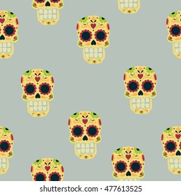 Day of The Dead colorful Skull with floral ornament