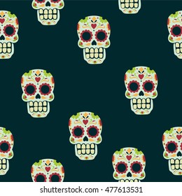 Day of The Dead colorful Skull with floral ornament