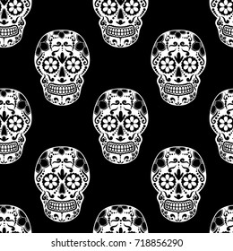 Day of The Dead colorful Skull with floral ornament. Mexican sugar skull. Vector illustration
