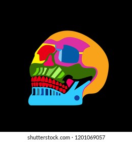 Day of the dead colorful skull icon art 