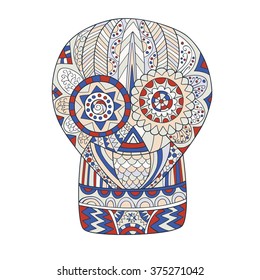 Day of The Dead colorful Skull ornament. Vector illustration.
