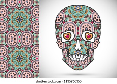 Day Dead Colorful Sugar Skull Doodle Stock Vector (Royalty Free ...