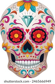 Day of the dead, colorful sugar skull