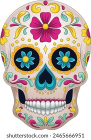 Day of the dead, colorful sugar skull