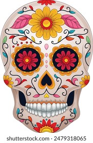 Día de los muertos, colorida calavera de azúcar