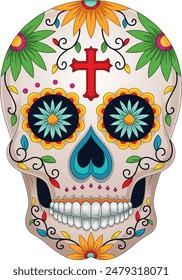 Day of the dead, colorful sugar skull