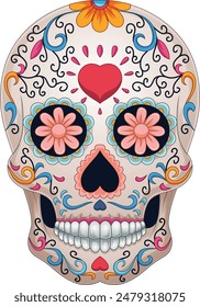 Day of the dead, colorful sugar skull