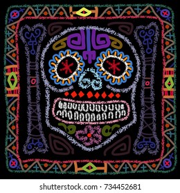 Day of the Dead colorful sugar skull. Contemporary folk art style vector illustration.