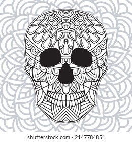 Day of the Dead Coloring for adult.
Mexican sugar skull, svg