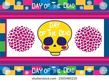 Day of the Dead with colors purple pink and yellow