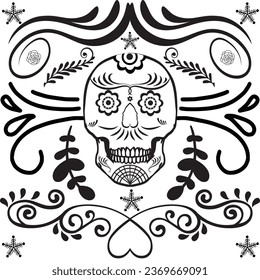 Day of the dead. de los muertos mexican holiday design elements for poster, greeting card, banner. Vector illustration