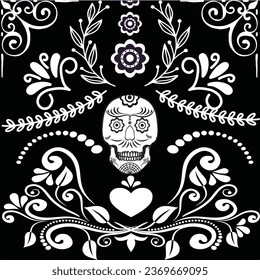 Day of the dead. de los muertos mexican holiday design elements for poster, greeting card, banner. Vector illustration