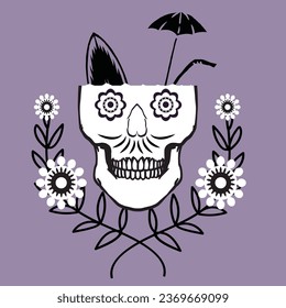 Day of the dead. de los muertos mexican holiday design elements for poster, greeting card, banner. Vector illustration