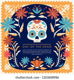 Day Of The Dead (Día de Muertos in English) Floral Composition - Copy Space