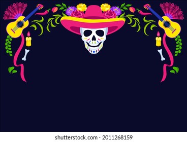 Tag des toten Zierrahmens. Dia de los muertos. Mexikanische Feier.