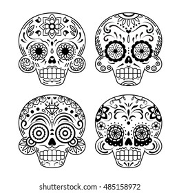 Zentangle Stylized Patterned Skulls Set Candle Stock Vector (Royalty ...