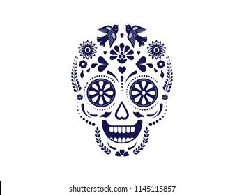 Day of the dead, Dia de los muertos background, banner and greeting card concept with sugar skull. Colorful vector illustration