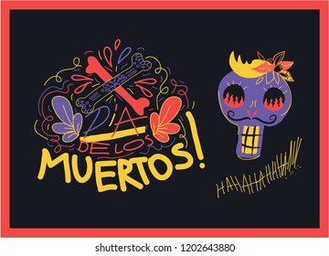 Day of the dead "Dia de los muertos" holiday poster, party flyer, greeting card. Vector illustration.