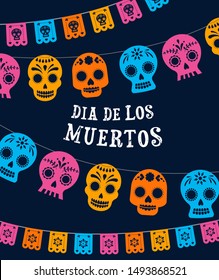 Day Of The Dead, Dia De Los Muertos, Banner With Colorful Mexican Flowers. Fiesta, Holiday Poster, Party Flyer, Funny Greeting Card