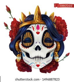 Day of the dead. Dia de los muertos. Skull woman