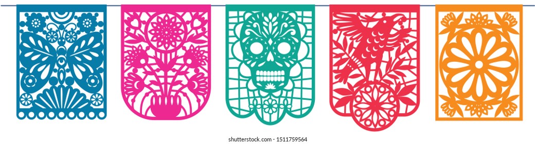 Day of the dead, Dia de los Muertos, paper cut flags, Papel Picado