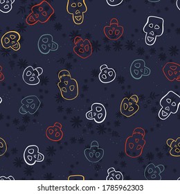 Day of the dead, Dia de los muertos background and seamless pattern, hand drawn with decoration and flowers, great for textiles, banners, wallpapers, wrapping - vector design
