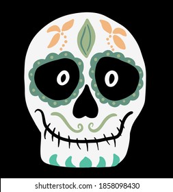 Day of the dead, Dia de los muertos background, banner and greeting card concept with sugar skull. Colorful vector illustration