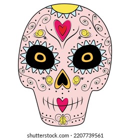 Day of the Dead. Dia de los muertos. Mexico. Sugar Skull on a transparent background. Sticker. Icon