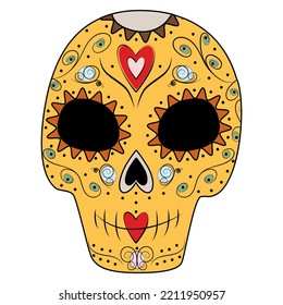 Day of the Dead. Dia de los muertos. Mexico. Sugar Skull on a transparent background. Sticker. Icon