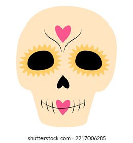 Day of the Dead. Dia de los muertos. Mexico. Sugar Skull in trendy hues. Isolate. Sticker. Icon