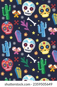 Day of the dead, Dia de los muertos. colorful Mexican motifs