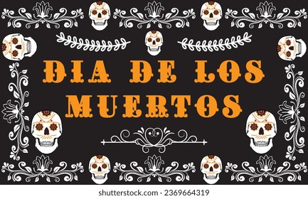 Day of the dead, Dia de los muertos background and seamless pattern design