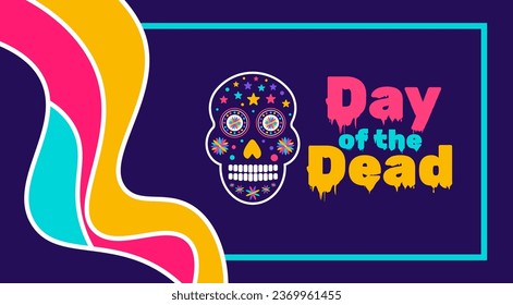 Day of the dead, Dia de los muertos, Día de Muertos colorful Mexican skull art background design template. traditional Mexican holiday poster, party flyer, greeting card, banner and background.