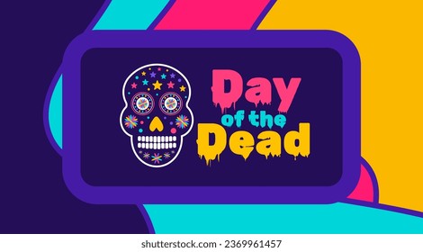 Day of the dead, Dia de los muertos, Día de Muertos colorful Mexican skull art background design template. traditional Mexican holiday poster, party flyer, greeting card, banner and background.